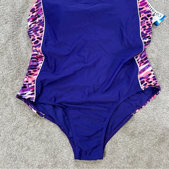NWT Catalina Women’s Racer Back Tank One-Piece Swimsuit in Purple Plus Size 2X - Picture 4 of 13